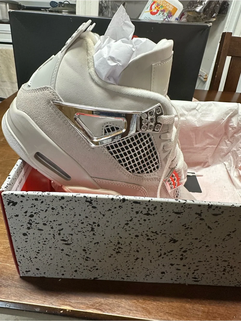 Jordan Men’s Retro 4 Sneakers in Light Grey and White